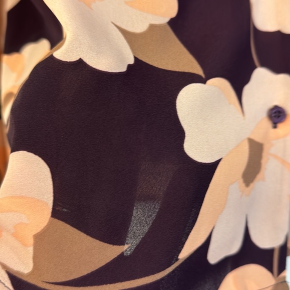 Calvin Klein purple tan floral button down business casual office work top XL - Picture 6 of 8